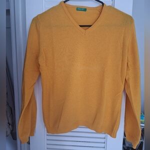 United Colors Of Benetton Wool V-neck Sweater Made In Tunisia